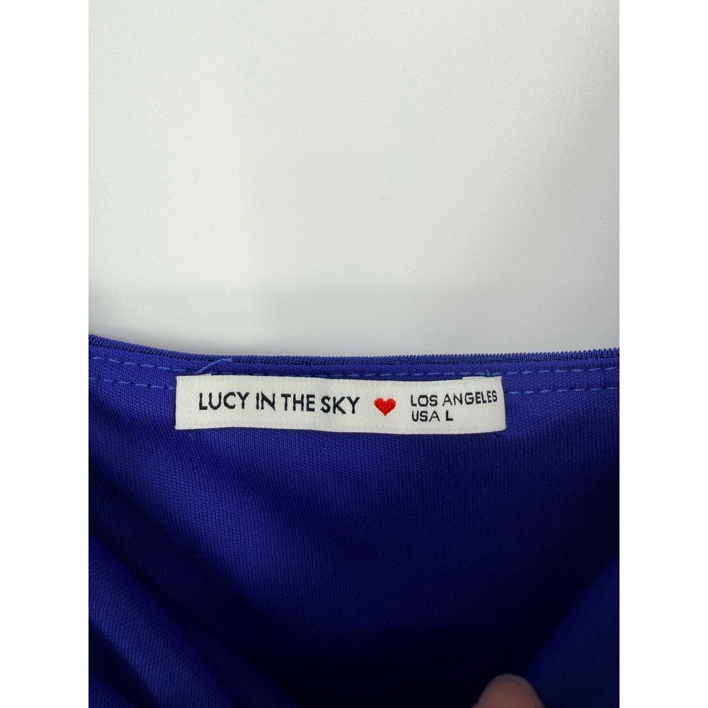 Lucy In The Sky Royal Blue Cowl Neck Wrap Maxi Dress Formal Prom Gown Womens L - Picture 3 of 9
